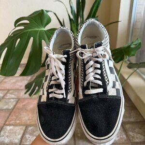 Vintage Vans Old Skool Primary Check Shoe Black Checkers Lace Up Sneakers